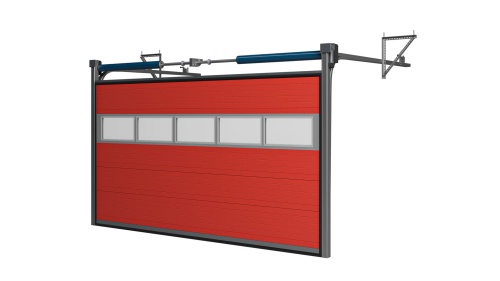 Brama Garażowa Segmentowa Przemysłowa Czerwona Sekcja Przeszklona Woster Solid OSP