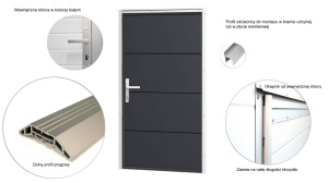 Drzwi garażowe serwisowe z płyty warstwowej Antracyt