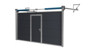 Brama Garażowa Segmentowa Antracyt Woster Door Drzwi Serwisowe Niski próg PCD40