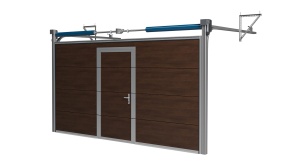 Brama Garażowa Segmentowa Orzech Woster Door Drzwi Serwisowe Niski próg PCD40R