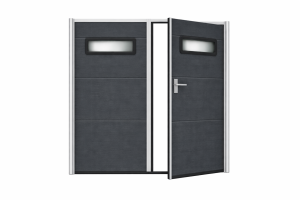 BRAMA GARAŻOWA dwuskrzydłowa ocieplona na wymiar antracyt RAL 7016 – rozwierna 40 mm