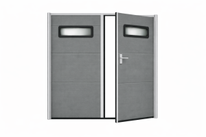 BRAMA GARAŻOWA dwuskrzydłowa ocieplona na wymiar Kwarc RAL 7039 – rozwierna 40 mm