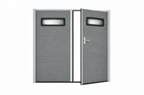 BRAMA GARAŻOWA dwuskrzydłowa ocieplona na wymiar Kwarc RAL 7039 – rozwierna 40 mm