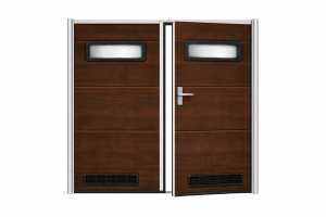 BRAMA GARAŻOWA dwuskrzydłowa ocieplona na wymiar Orzech – rozwierna 40 mm