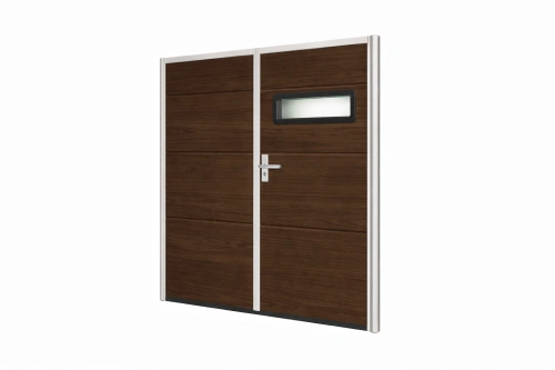 BRAMA GARAŻOWA dwuskrzydłowa ocieplona na wymiar Orzech – rozwierna 40 mm